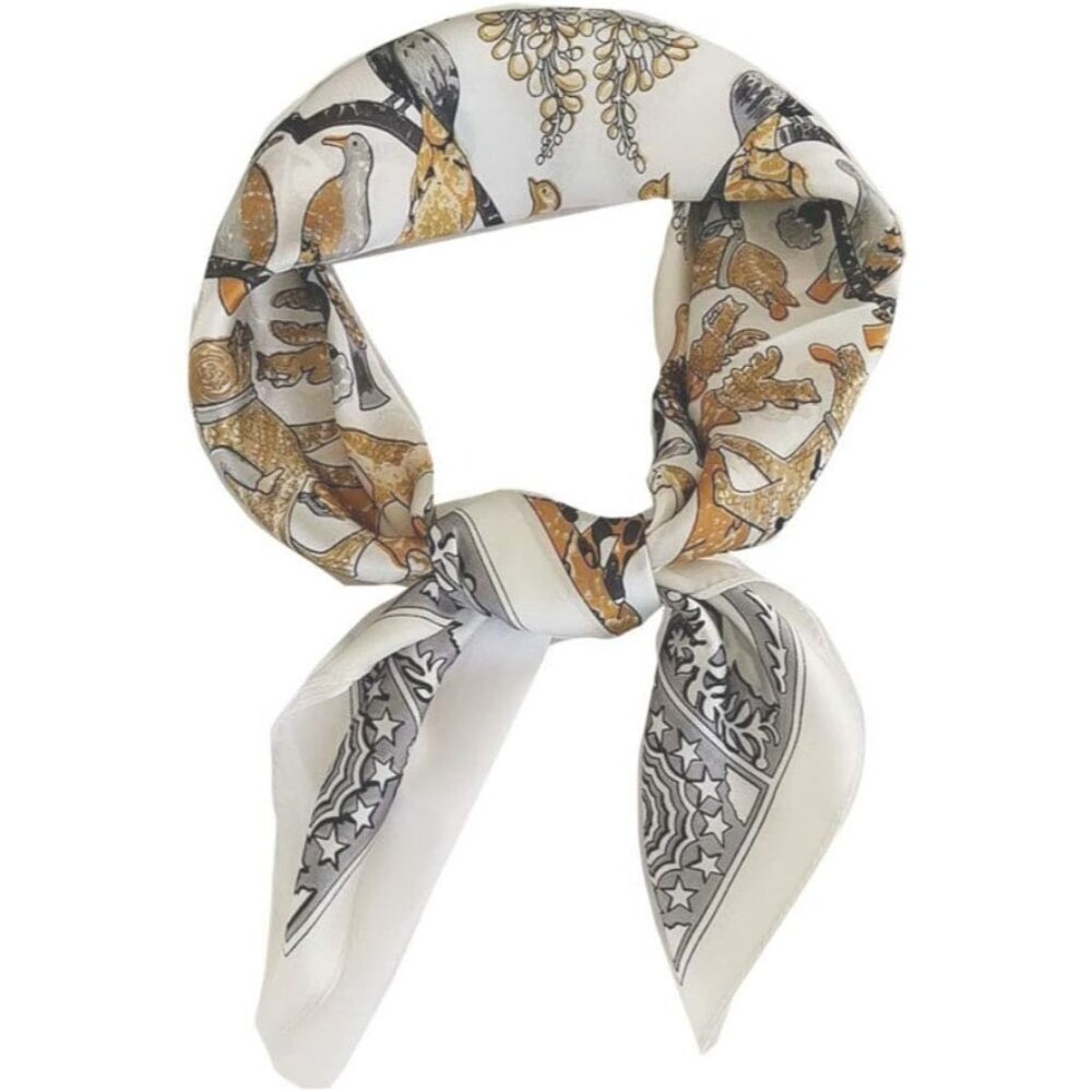 Silk Satin 28 Peacock Head Scarf Medium Square Hair Scarf for Women 28 Inches